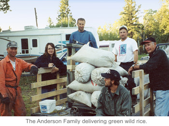 The Anderson Family delivering green wild rice